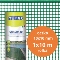 Siatka ochronna ogrodzeniowa plastikowa Quadra 10 1x10m oczko 10x10mm zielona TENAX