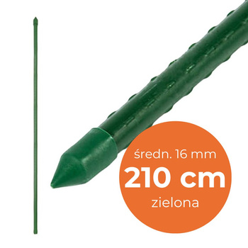 Tyczka ogrodowa metalowa wys. 210 cm, śred. 16 mm, powlekana PE, zielona
