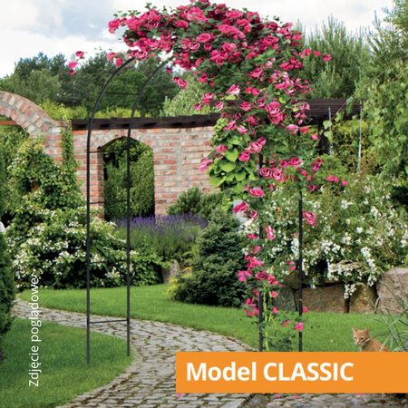 Pergola ogrodowa metalowa łuk CLASSIC 240x140x37 cm czarna