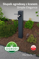 Słupek ogrodowy z kranem Simple Elegance - Antracyt