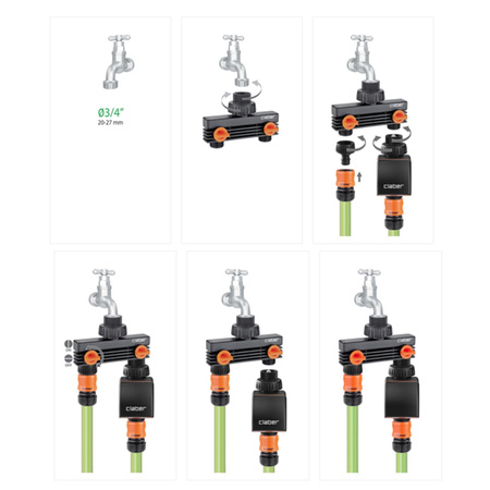 Końcówka na kran 3/4" rozdzielacz podwójny GZ 3/4" CLABER 8590