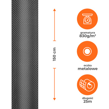 Mata tkanina osłonowaTechnorattan Grafit New 1,5x25m