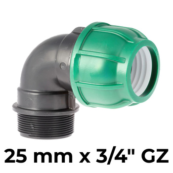Kolano PE proste 90° 25 x 3/4" GZ