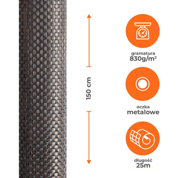 Mata tkanina osłonowa Technorattan Lux 1,5x25m brązowa