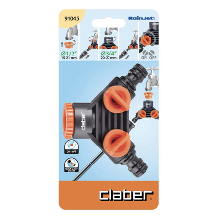 Końcówka na kran 1/2" - 3/4" z dwoma wyjściami CLABER 91045