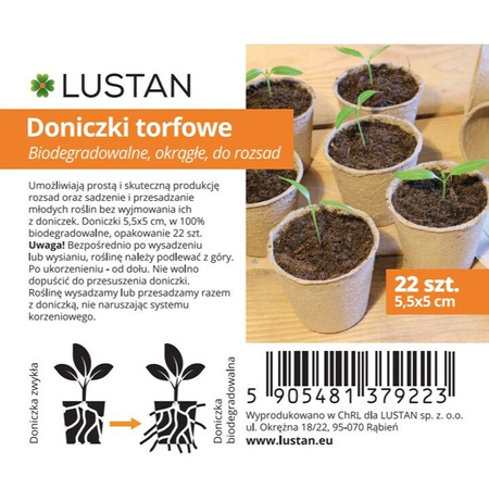 Doniczki torfowe na rozsady 5,5x5cm 22 szt.