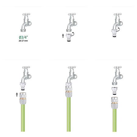 Metalowa końcówka złączka na kran 3/4" Metal-Jet CLABER 9604