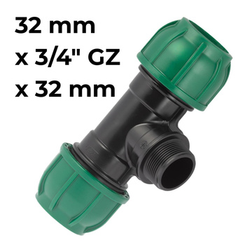 Trójnik PE 32 mm x 3/4" GZ x 32 mm