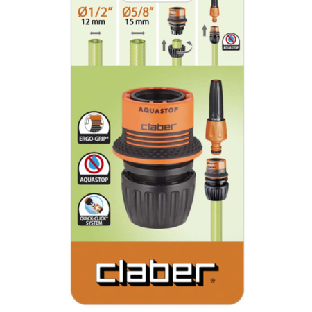 Szybkozłączka  na wąż 1/2"-5/8" Ergo-Grip Aquastop CLABER 8544