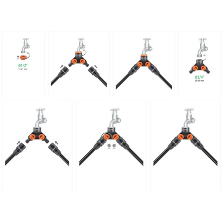 Końcówka na kran 1/2" - 3/4" z dwoma wyjściami CLABER 91045