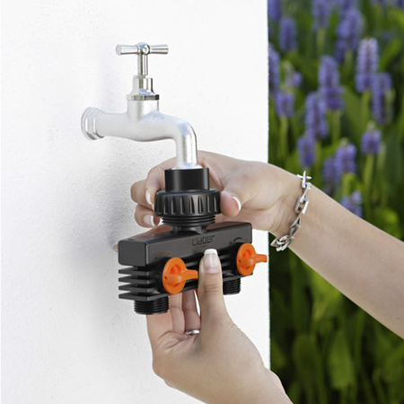 Końcówka na kran 3/4" rozdzielacz podwójny GZ 3/4" CLABER 91589