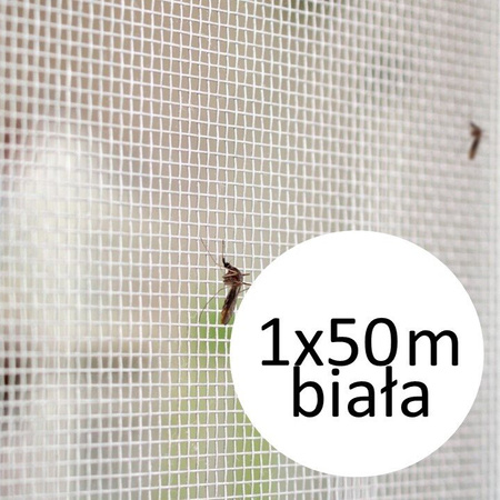 Siatka ochronna moskitiera przeciw komarom i owadom latającym 1x50m Mosquito Plus biała TENAX