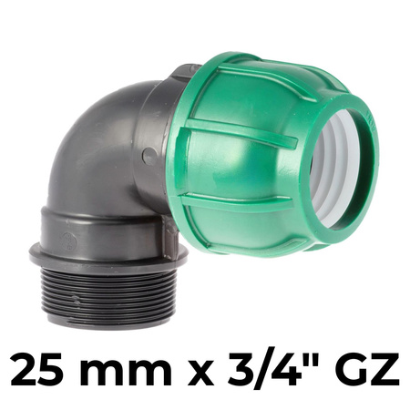 Kolano PE proste 90° 25 x 3/4" GZ