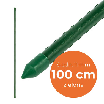 Tyczka ogrodowa metalowa wys. 100 cm, śred. 11 mm, powlekana PE, zielona