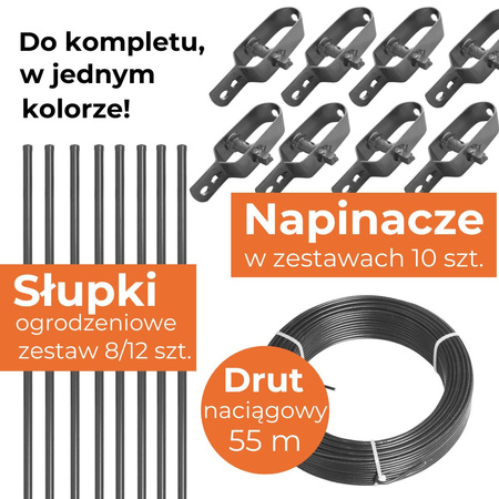 Drut naciągowy do siatki ogrodzeniowej powlekany PVC 3,1mm /55 m grafit