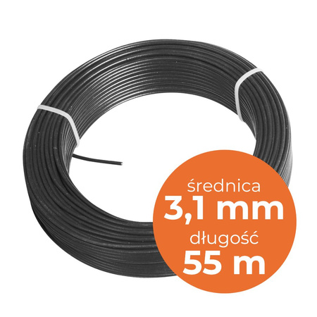 Drut naciągowy do siatki ogrodzeniowej powlekany PVC 3,1mm /55 m grafit