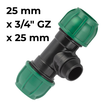 Trójnik PE 25 mm x 3/4" GZ x 25 mm