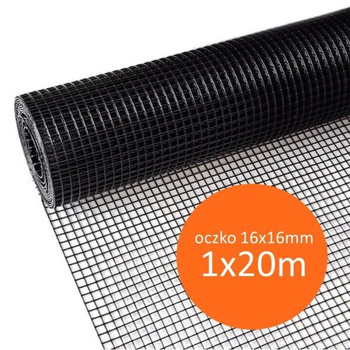Siatka ochronna przeciw kretom 1x20m, oczko 16x16mm, czarna
