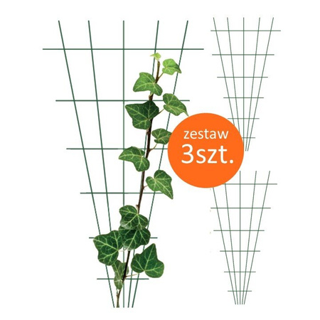 Podpora ogrodowa trójkątna kratka metalowa do roślin 150x75/15cm zielona - zestaw 3 szt.