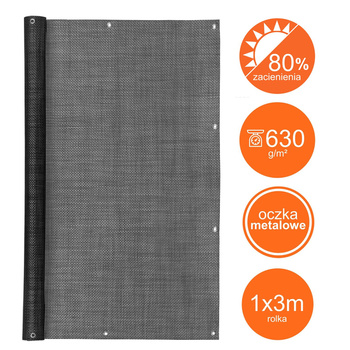 Mata tkanina osłonowa Technorattan CZARNY 1x3m