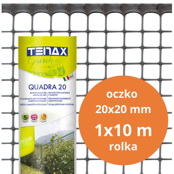 Siatka ochronna ogrodzeniowa plastikowa Quadra 20 1x10m oczko 20x20mm grafitowa TENAX