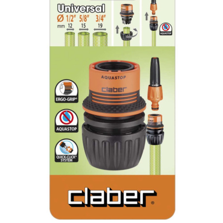 Szybkozłączka  na wąż 1/2"-5/8"-3/4" Ergo-Grip Aquastop CLABER 8548