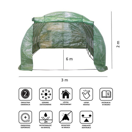 Tunel foliowy szklarnia ogrodowa Jan 300x600x200cm