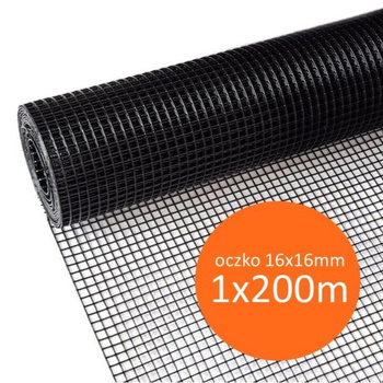 Siatka ochronna przeciw kretom 1x200m, oczko 16x16mm, czarna