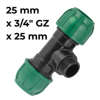 Trójnik PE 25 mm x 3/4" GZ x 25 mm