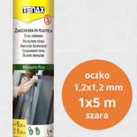 Siatka ochronna moskitiera przeciw komarom i owadom latającym 1x5m Mosquito Plus szara TENAX