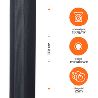 Mata tkanina osłonowa Technorattan Black 1,5x25m